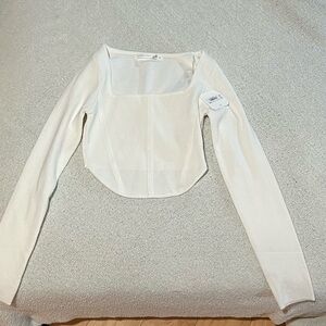 White Cropped Longsleeve Top!